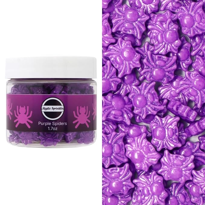 Mystic Sprinkles Halloween Candy Shape Sprinkles (Purple Spiders, 2oz Jars)