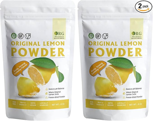 Lemon Powder,Whole Lemon Juice Freeze Dried Powder Strong Lemony Flavor 8 Oz (Pack of 2)