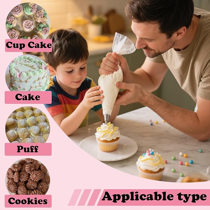 3 Pieces 6B Large Churro Icing Tips and Piping Bags,Frosting Icing Tip for Cake Decorating,6B Large Star Tips and 20 Disposable Piping Bags,Stainless Steel CupCake Star Tip for Churros