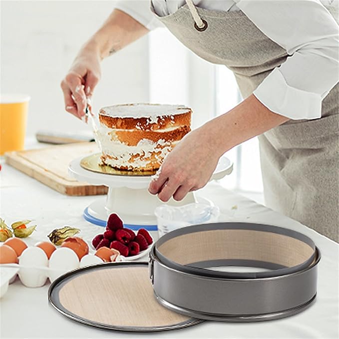 9 Inch Round Silicone Baking Mat Kit With Base And Side Panel For Springform Cake Pan, Reusable Non-Stick Bakeware Liner Set(Grey)