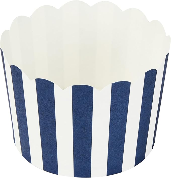 Panificio 10 Ounce Cupcake Wrappers, 200 Scalloped Baking Cups - Oven-Ready, Greaseproof, Blue Striped Paper Cupcake Liners, Disposable, For Birthdays, Baby Showers, Or Weddings - Restaurantware
