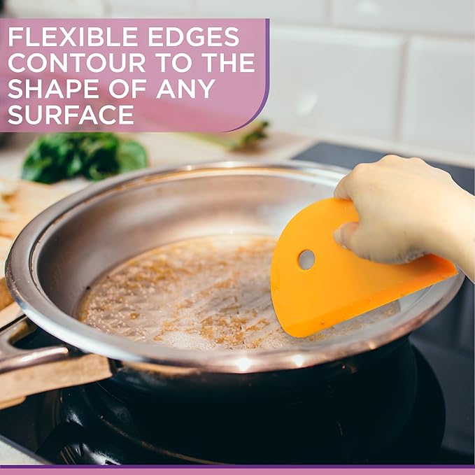 Zoie + Chloe Multipurpose Silicone Bowl Scraper - Dough Scraper for Cleaning Mixing Bowls, Baking Pan - Silicone Scraper Spatula For Painting, Smoothing, Frosting, Cake Decorating - Green, 7x3.75"