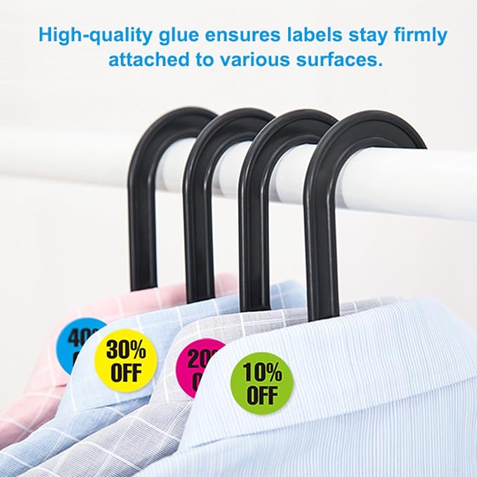 6 Rolls/3000 PCS Discount Stickers, Percent Discount from 10% to 60% Adhesive Percent Off Labels，﻿% Off Tags，1 Inch Round ractical Promotion Labels Sales Tags for Retail Store Supermarkets Shops