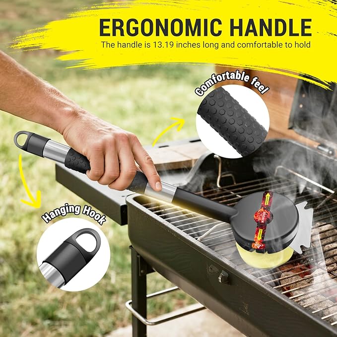 Steam Brush Replace Head, Bristle Free Cleaning for Grills & Griddles, Heat-Resistant & Dishwasher Safe, Yellow (Replaceable Head)