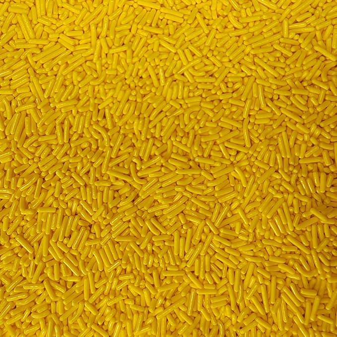 Homankit Yellow Jimmies Sprinkles Edible Sprinkle Candy Soft Jimmies Toppings for Ice Cream, Cupcake, Cake, Cookie, Dessert Decorating 2.75 Ounces
