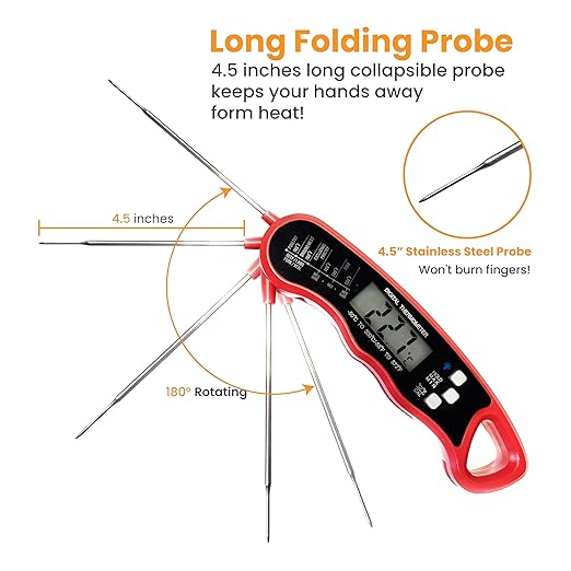 Digital Meat Thermometer for Cooking – Instant Read, Waterproof, Fast and Accurate, Perfect for Grilling, BBQ, Oven, and Kitchen Use