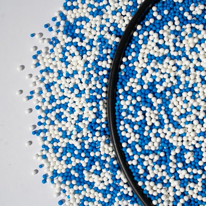 Sprinkles, White Edible Pearl Sprinkles for Cake Decorations, Baking, Ice Cream, Cookies, Cupcake Topper Edible Pearls Sprinkles - 2mm Matte White Sugar Pearls for Cake Decorating ( 130g/4.6oz )1 Bottle (2mm Blue white)