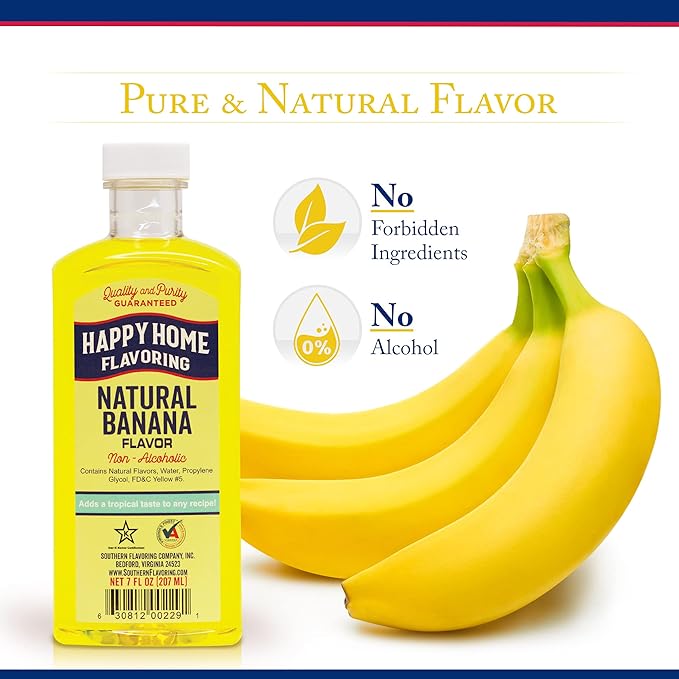 Happy Home Natural Banana Flavoring, Non-alcoholic, Certified Kosher, 7oz.