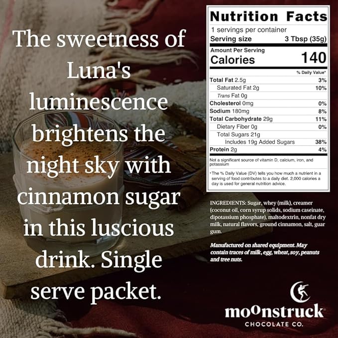 Moonstruck Chocolate Single Serve Horchata Hot Chocolate Packets, 8 Count (Pack of 1)