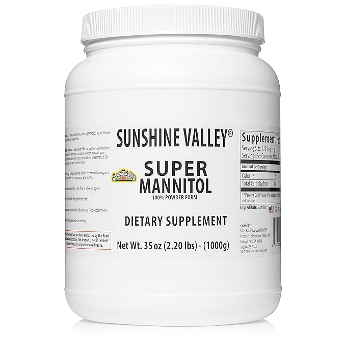 Sunshine Valley® Super Mannitol Powder, Natural & Healthy Artificial Sweetener, Ultra-Pure Sugar Substitute, Low Glycemic Dietary Supplement (35 Fl oz)
