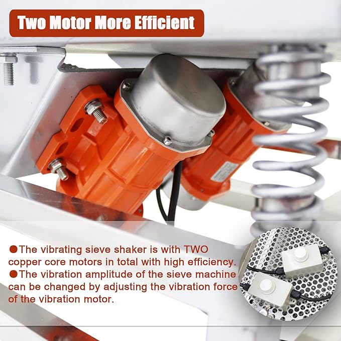Electric Vibrating Sifter with 12mm Screen Straight Vibrating Sieve Shaker Stainless Steel Linear Sifter Machine Linear Shaker (Two Motor) 110v JG40-95 Series