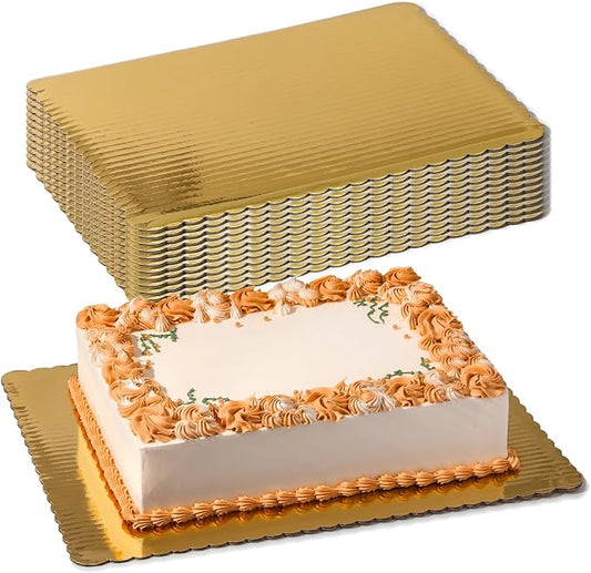 Fit Meal Prep [20 Pack 19x14 Rectangle Cake Boards Gold Cardboard Cake Base, Half Sheet Disposable, Desserts and Pastries Food Bottoms, Grease Proof and Moisture Resistant