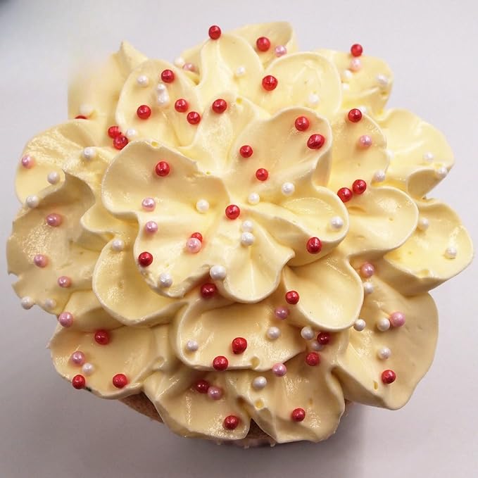 Edible Red Sugar Pearls Sprinkles Candy Mix Size Pearls Cake Decorations Cupcake Toppers Cookie Decorating Perfect for Wedding Party Valentine Halloween Christmas Supplies 4.58OZ