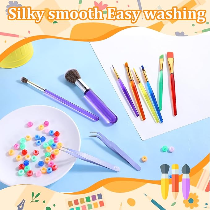 Baking Brush, 10 Pcs Pastry Brush Cake Candy Decorating Brushes Cake Decorating Tools with Elbow and Straight Tweezers for Biscuit Cake Fondant Decor Supplies (Multicolor)