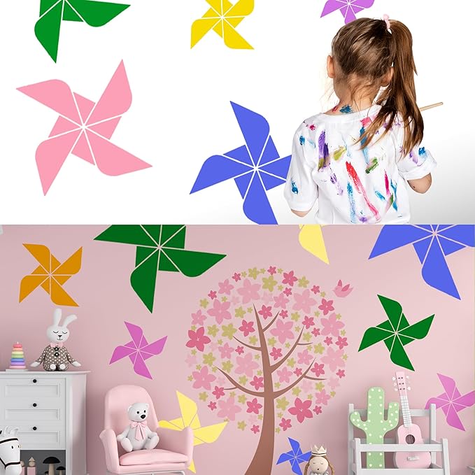 Large Stencils Painting 8 PCS Plastic Windmill Reuseable Stencils Deco for Painting Spraying Drawing on Wall Wood Flag Paper