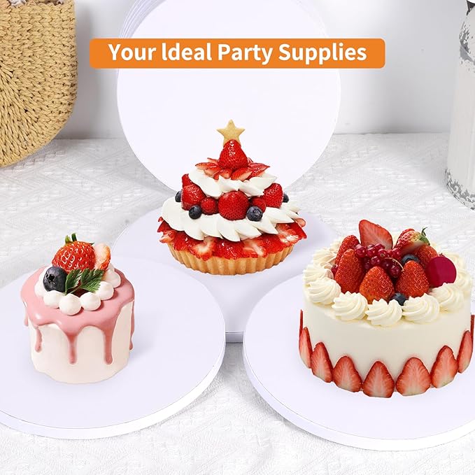 2Pcs Cake Boards 10 Inch Round,White Sturdy 1/2 Inch Cake Drum,10 Inch Cake Boards,Disposable Cake Plates,Corrugated Cake Base Cake Drums for Father's Day