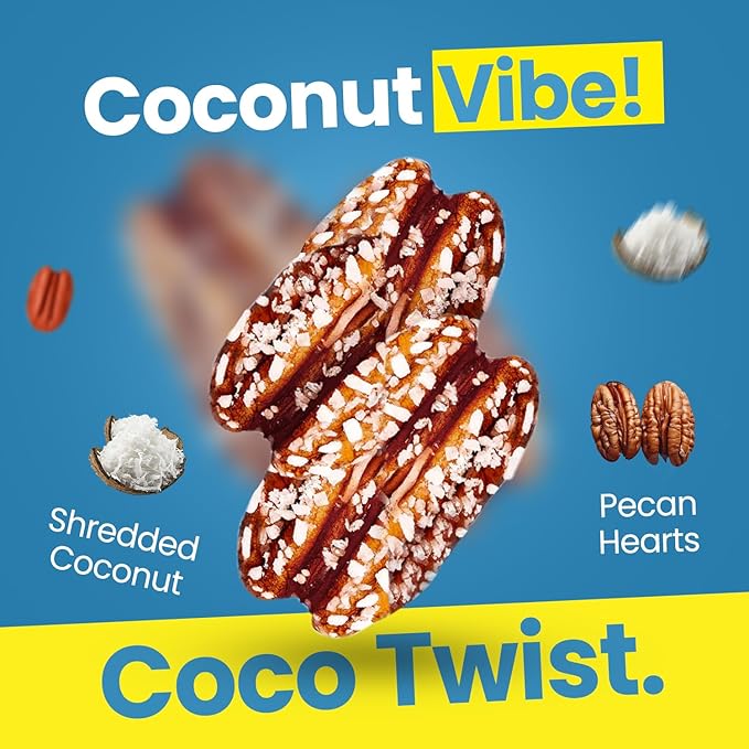 Yomms Pecan Halves Variety Pack – Low Sugar Healthy Dessert Snack | 3 Flavors - Coco Twist, Nutty Chia, Crunchy Joy | Sweet Coconut & Crunchy Pecan Snack | Roasted Mixed Nuts | 1.3oz Each | 2 Pack of Each Flavor | 6 Total