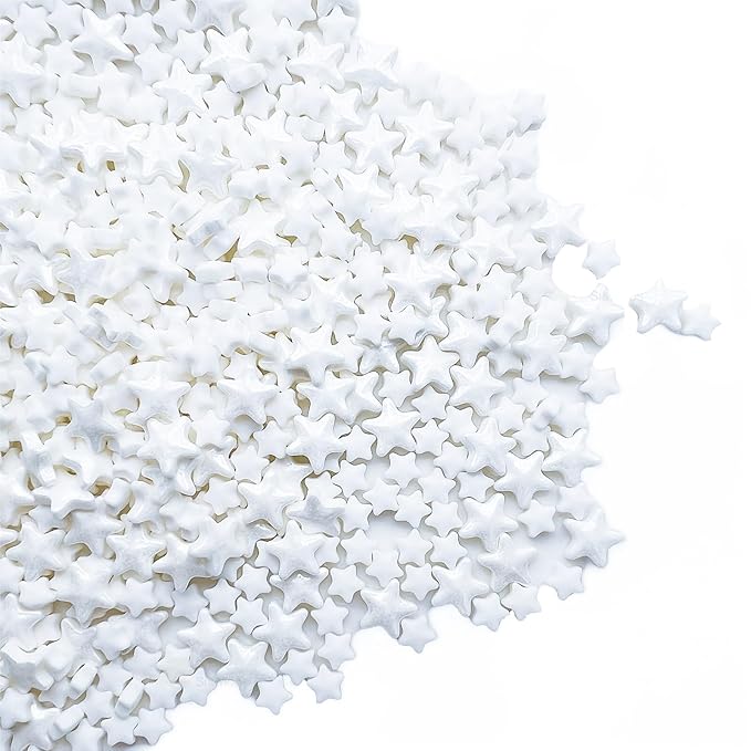SE Si&Moos White Star Sprinkles Edible Stars for Cake Decorating Star Cake Decorations White Sprinkles for Cakes, Cupcakes, Desserts Toppings Wedding Shower Party Christmas Holiday Supplies 3 OZ