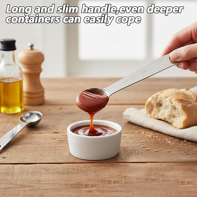 4 Pcs 1/4 Teaspoon Measuring Spoon,1/4 Teaspoon Scoop (1/4 Tsp | 1.25 Ml | 1.25 Cc) Mini Measuring Spoons Stainless Steel Single Measureing Spoon for Kitchen Tea Soup Ingredients