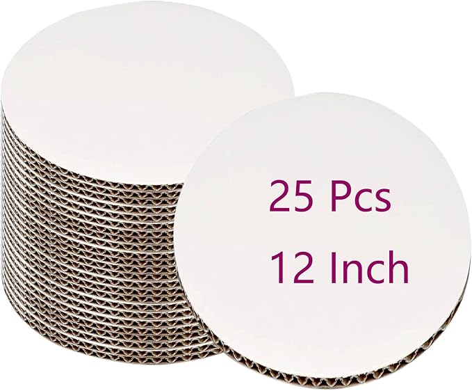 25pcs White Cake Boards 12 inch Round Disposable Cake Circle Plate Waterproof and Oil-Proof Cake Boards Sturdy Cake Trays for Cake DIY Bread Dessert and Crafts Display (12 Inch-Pack of 25)