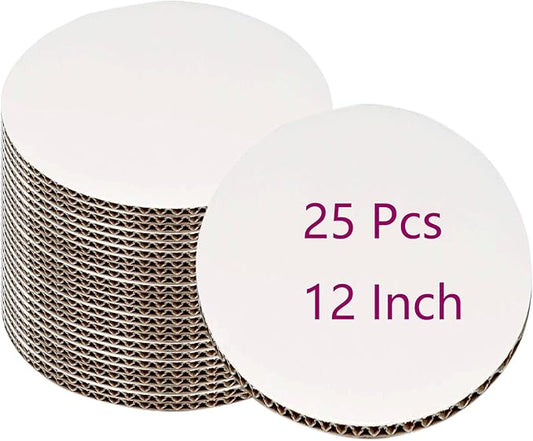 25pcs White Cake Boards 12 inch Round Disposable Cake Circle Plate Waterproof and Oil-Proof Cake Boards Sturdy Cake Trays for Cake DIY Bread Dessert and Crafts Display (12 Inch-Pack of 25)