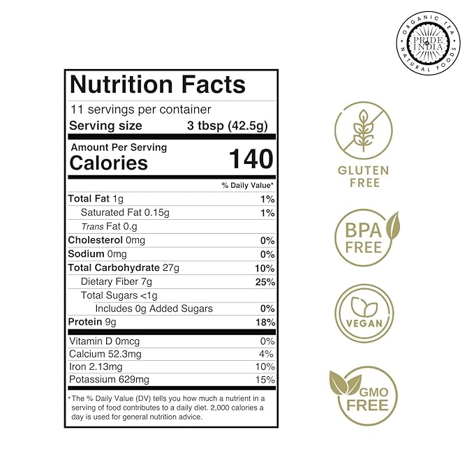 Pride of India- Black Bean Flour 1 lbs (454 gm) Rich Earthy Taste Freshly Milled in Small Batches | Ideal for Cakes Gravies Noodles Smoothies Custard | Vegan, Gluten-Free