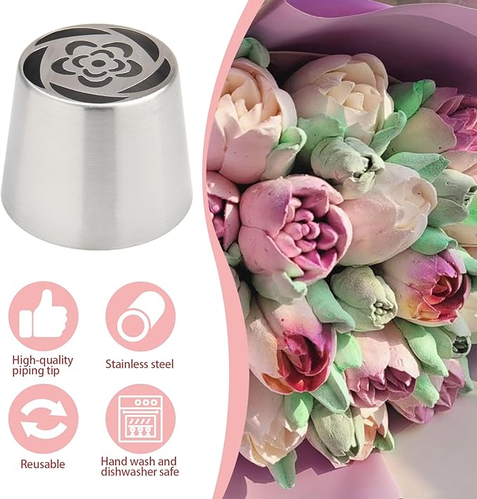 Extra Large Russian Piping Tips for Marshmallows Stainless Steel Flower Frosting Nozzles many styles Cake Decorating Baking tool for Buttercream, Cupcakes Cookies(SL53)
