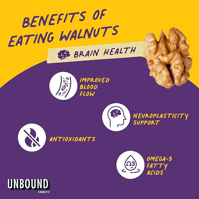 Unbound Snacks Flavored Nuts - Butter Toffee Walnuts, 4 oz (Pack of 4) - Healthy Snacks, 4g Protein, 3g Sugar, High in Omega 3, Gluten Free, Vegan - Freshly Roasted & Seasoned Gourmet Walnut Halves