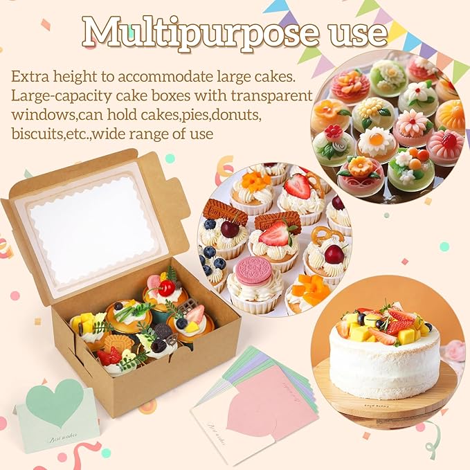 12 Pack DIY Assembly Brown 8x6x3inches Cookies Boxes with Window Bakery Boxes Macaron Boxes Small Treat Boxes Chocolate Truffle Boxes