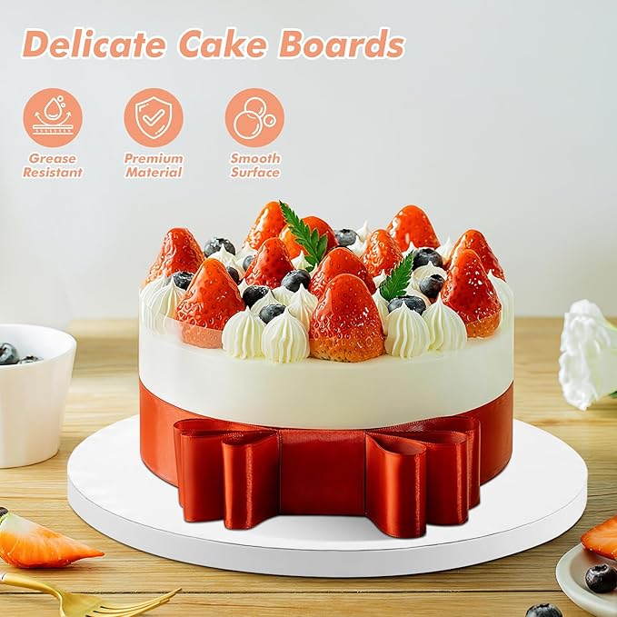 5 Pack Cake Boards 10 Inch Round Cake Drum White 1/2” Thick Cake Drums Corrugated Cardboard Cake Base for Multi-Layer Cakes Sturdy Cake Decorating Supplies