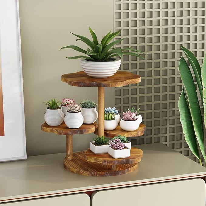 4 Tier Flower Shape Cupcake Stand,Wood Cupcake Tower Stand for 24 Cupcakes,Cupcake Holder Tiered Tray Stand,Cake and Cupcake Stand Combo Perfect for Wedding/Tea Party/Baby Shower Birthday