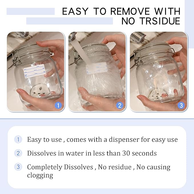 L LIKED 2x1 Dissolvable Labels, 600 Stickers, Use by Food Rotation Labels for Storage and Container (600, Blue)