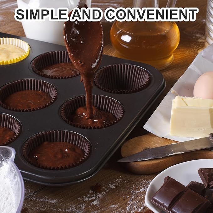 uxcell 100 Pcs Cupcake Liners, Muffins Paper Baking Cups Wrappers Standard Greaseproof for Baking Cupcake Wrapper, Sky Blue