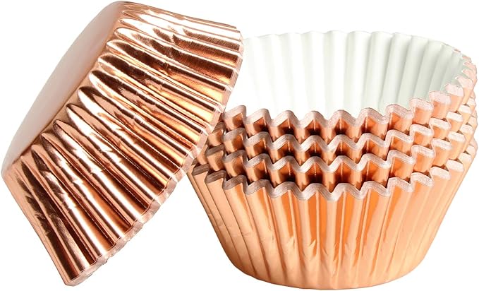 Rose Gold Foil Muffin Cupcake Liners case Baking Cups,Foil Cupcake Liners Standard Baking Cups Pack of 100 …