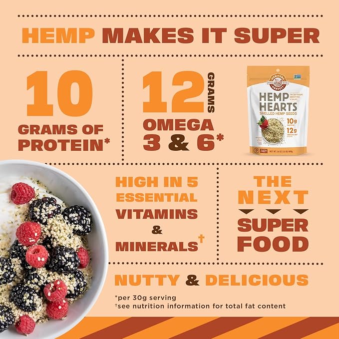 Manitoba Harvest Hemp Hearts, Shelled Hemp Seeds - 0.9oz, Pack of 12-10g Plant Protein & 12g Omega 3 & 6 per 30g serving - Easy to Digest with 9 Amino Acids - Gluten Free, Non-GMO Project Verified