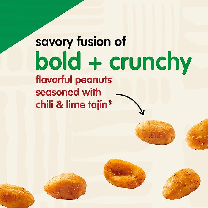 Snak Club Tajin Peanuts, Roasted Nuts with Chili and Lime Seasoning, Mild, Gluten-Free, Kosher Snacks, No Artificial Colors or Flavors, No Preservatives, 5 oz Resealable Bags, 6 Pack