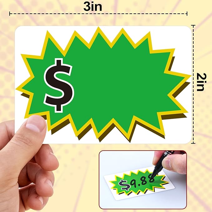 300 Pcs Garage Sale Stickers, (2"x3") Removable Adhesive Price tag Stickers for Yard Sale, Price Labels for Retail, Annual Community, Flea Market (Green)