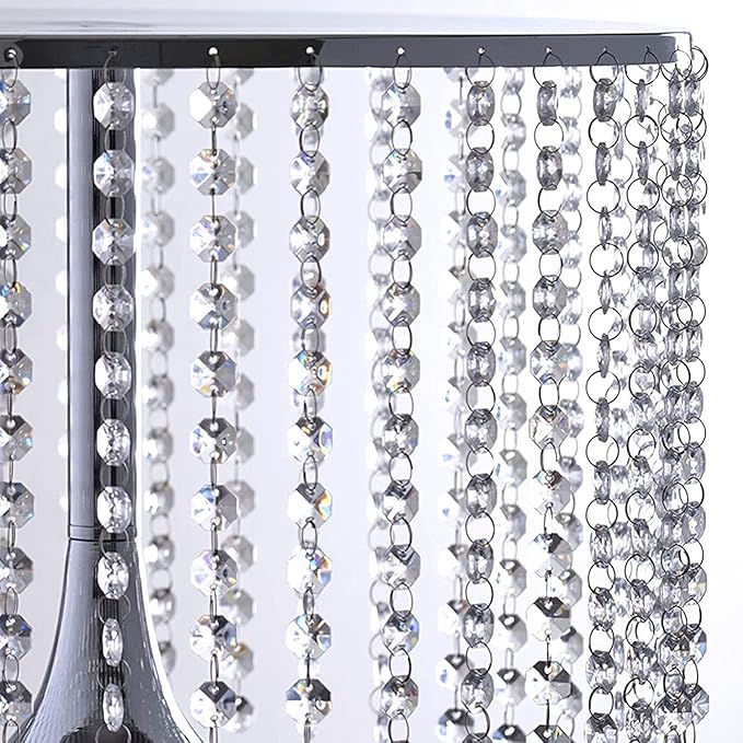 LANLONG Wedding Cake Stand for Dessert Table 12 Inch Silver Crystal Pendants Metal Cake Stand Serves as A Round Dessert Cupcake Display Plate 16 Inch Tall (Silver)