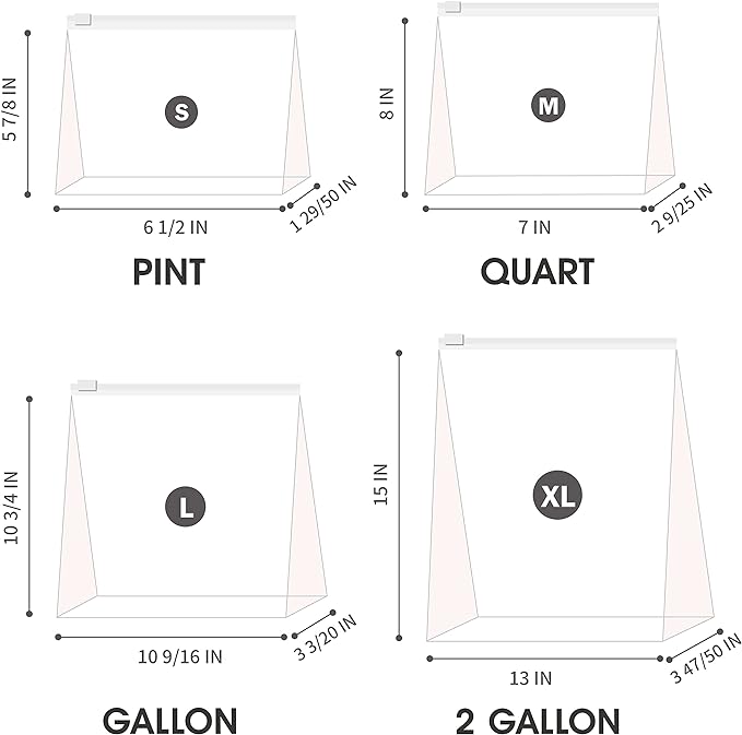 Variety Slider Storage Bags, 4 Sizes- 145 Count, Expandable Bottom, Microwave-Safe, Zero BPA