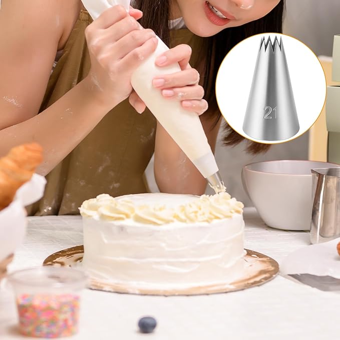 3 Pack Open Star Cake Decorating Tip Churro Piping Bags Tip Set Stainless Steel Icing Piping Tip for Frosting