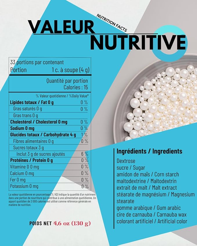 Sweet Spell White Pearl Sprinkles for Cake Decorating (130g/ 4.6oz) - Sugar Candy Ball Pearls for Cupcakes, Ice Cream Toppers, and Baking Cake Decoration