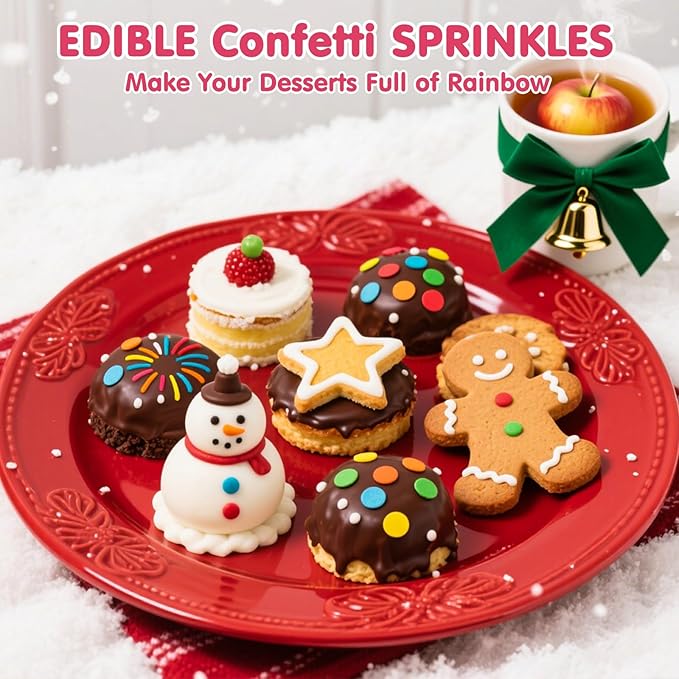 Edible Confetti Sprinkles,Colorful Round Cake Decoration for Desserts,Rainbow Circular Candy,Pastel Sprinkles for Cake Baking,Perfect For Birthday Party,Festival Baking Supplies,100g/3.53oz