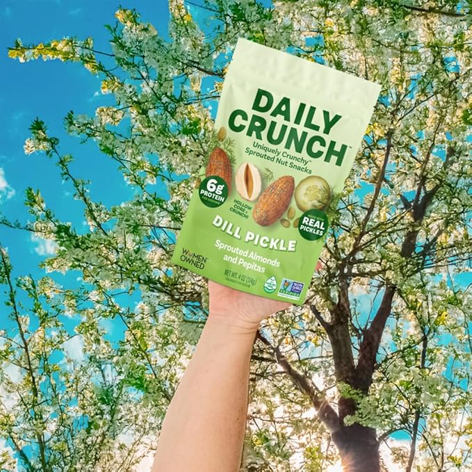 Daily Crunch, Zero Seed Oils, Gluten Free, 4oz (6 Pack, Dill Pickle Sprouted Almonds)