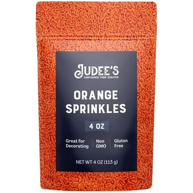 Judee's Gluten Free Orange Sprinkles - Nut-Free Dessert Toppings - Cake & Cookie Decoration with Edible Sprinkles - Ice Cream & Cupcake Toppings - 4 Oz