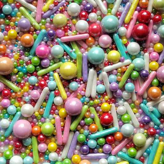 Edible Sprinkles Rainbow Pearl Sugar Candy Mix Size Baking Cake Decorations Cupcake Toppers Cookie Decorating Wedding Shower Party Valentine Halloween Christmas Supplies 100g/3.53oz