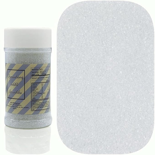 Dynastang White Sanding Sugar Sprinkles Edible Sugar Crystals Cake Decoration Cupcake Toppers Cookie Decorating Perfect for Cakes, Cupcakes, Desserts Toppings 3OZ