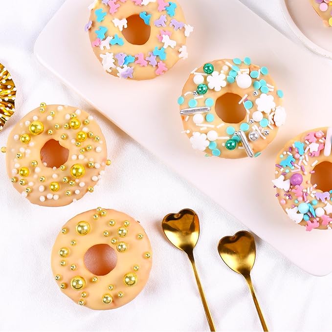 Gold Sprinkles for Cake Decorating White Pearls Sugar Metallic Sprinkles Cupcake Cookies Ice Cream Toppings 4.23 Ounces Cake Decorations Baking Perfect for Wedding New Year’S Eve Christmas Party