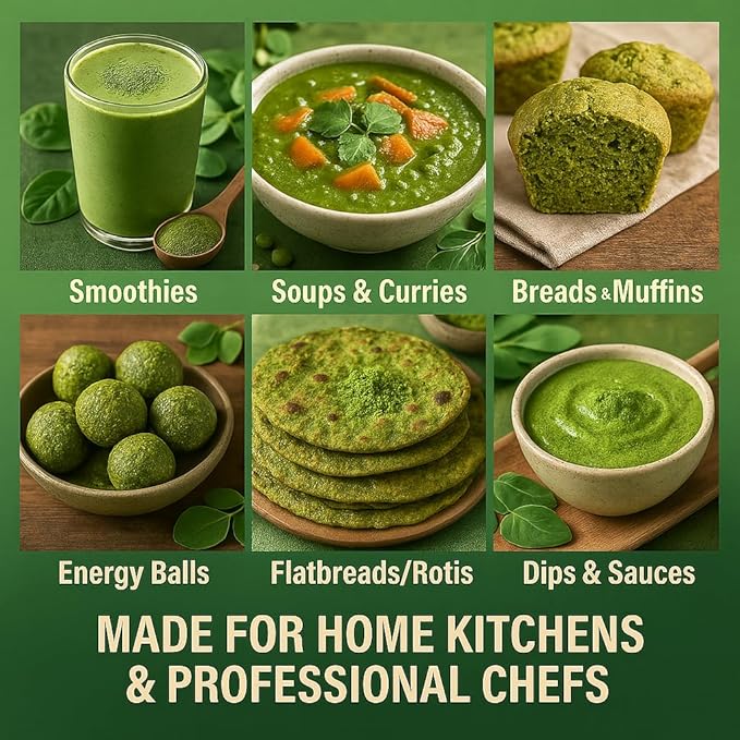 Confect Moringa Leaf Powder | 100% Pure & Natural Green Powder for Smoothies, Tea, Juices & Cooking | Vegan, Gluten-Free, No Additives, Non-GMO – 8 OZ