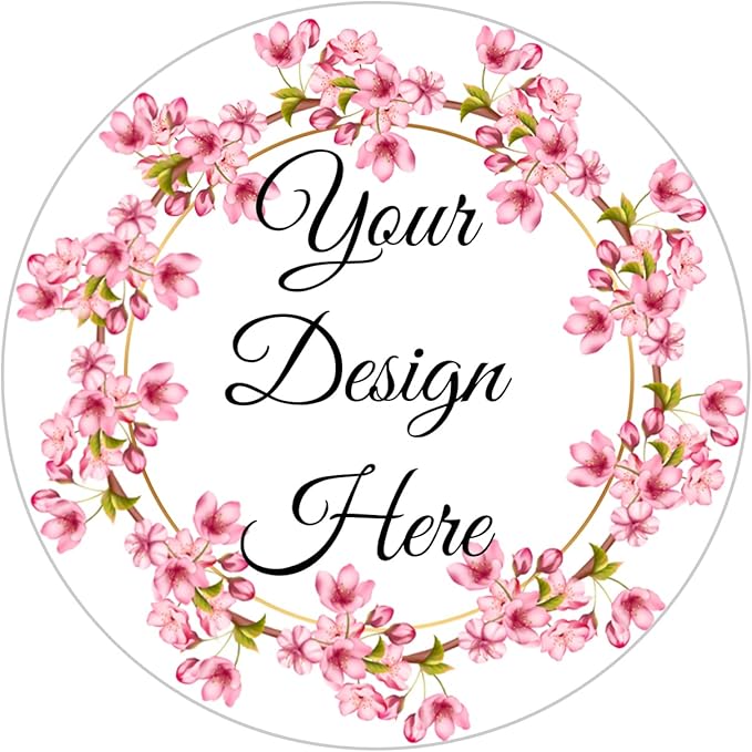100-500 Pack Personalized Stickers Labels Floral Round Custom Labels with Your own Business Logo for Favors Wedding Birthday Party Baby Shower(Design 3)