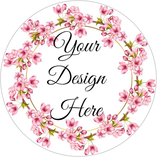 100-500 Pack Personalized Stickers Labels Floral Round Custom Labels with Your own Business Logo for Favors Wedding Birthday Party Baby Shower(Design 3)